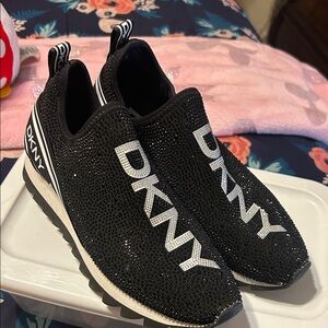 DKNY Black and White Sparkle Sneakers